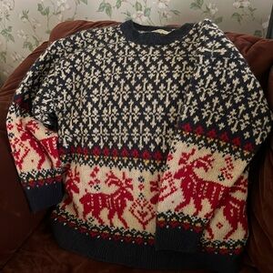 Eddie Bauer Wool Reindeer Sweater - M